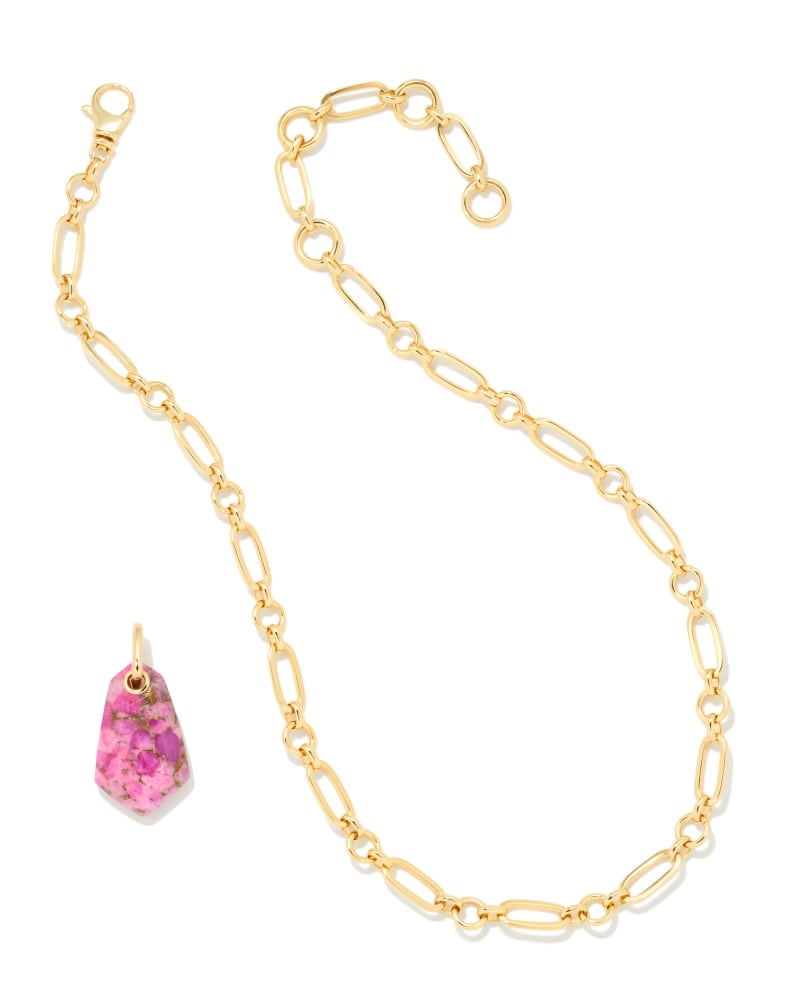 Ashlyn Gold Convertible Long Pendant Necklace in Bronze Veined Magenta Jade image number 2